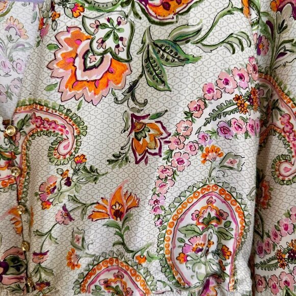 2/$30 Zara Woman Multi-Colour Printed Paisley Top Blouse Size Large - Picture 14 of 14